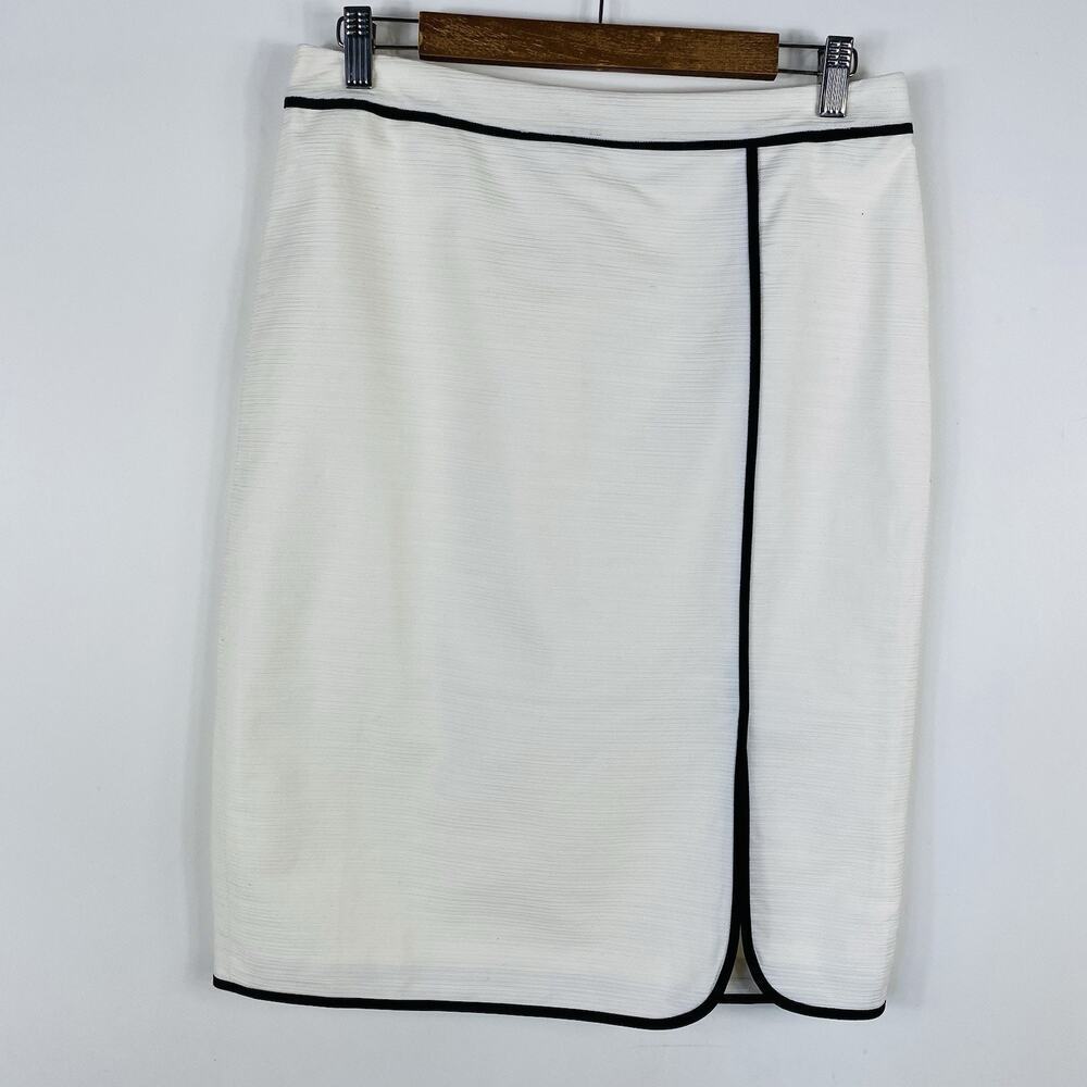 Ann Taylor Pencil Skirt 6 Cream Textured Lined Business Work Career